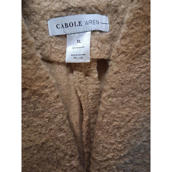 Carole Wren Tan Textured Fuzzy Lightweight Long Coat XL - Picture 2 of 6